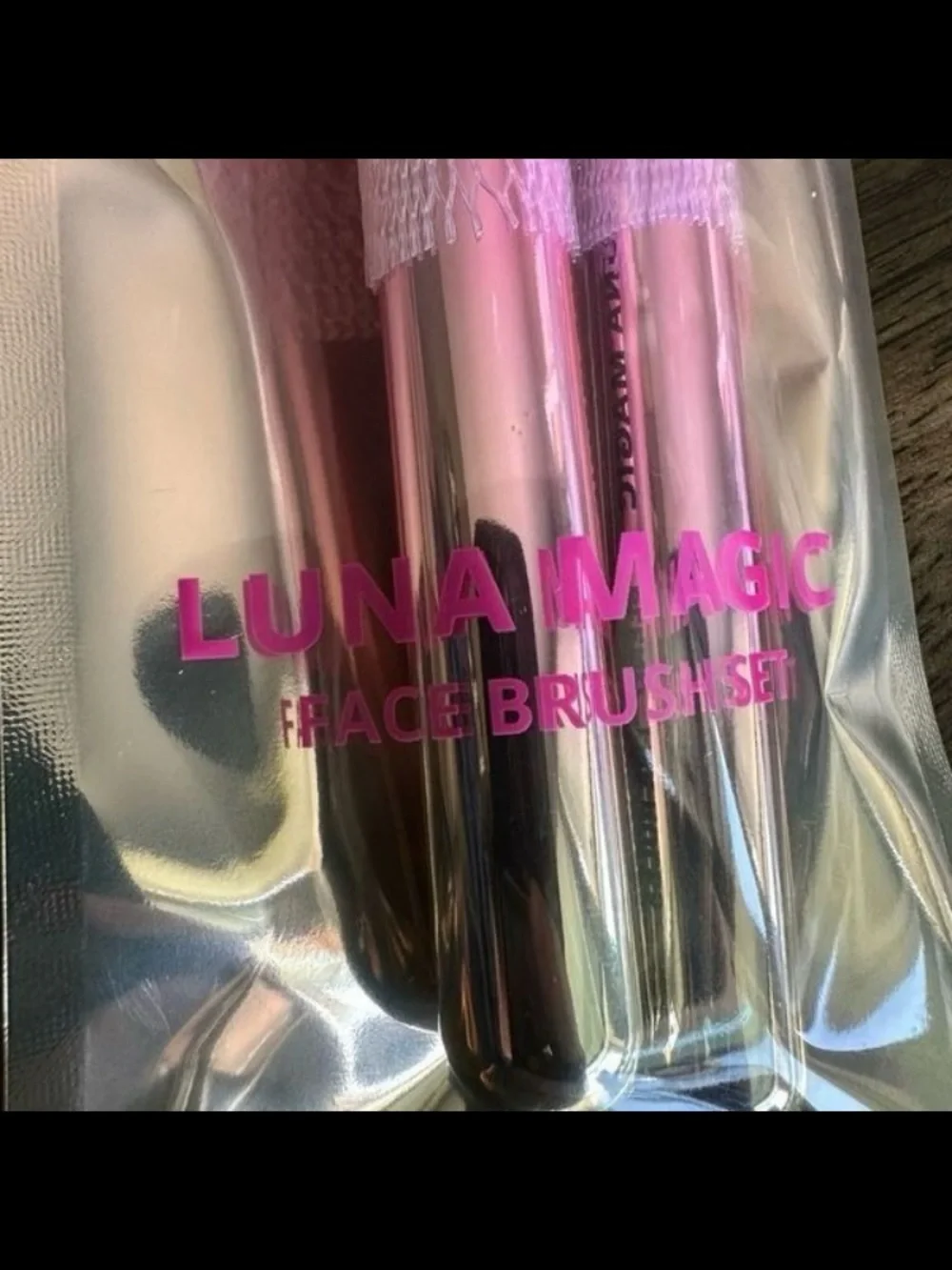 Luna Magic Face Brush Set Metallic Pink Powder & Foundation Blending Brush Duo